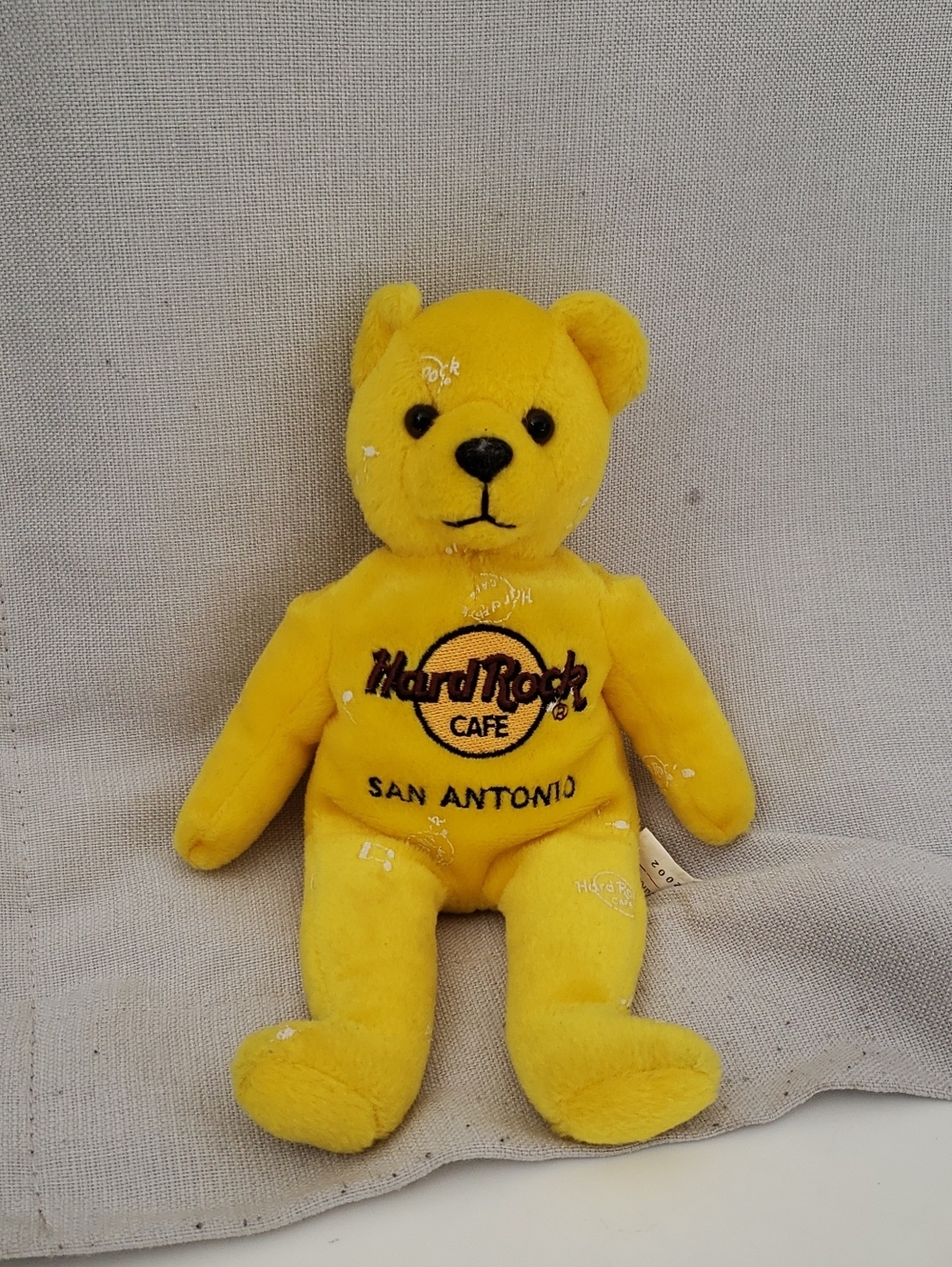 RARE Vintage Hard Rock Cafe San Antonio Yellow Teddy Bear Plush Collectible